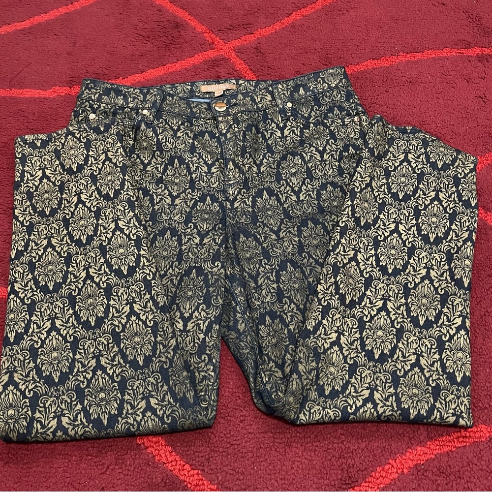 Ellen Tracy Gold Baroque Jeans Sz 12